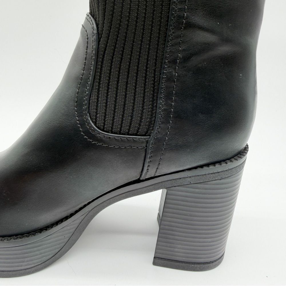 Yoki Yale Chunky Chelsea Platform Ankle Boots Block Heel Pull On Black 7.5 NEW - Picture 11 of 15